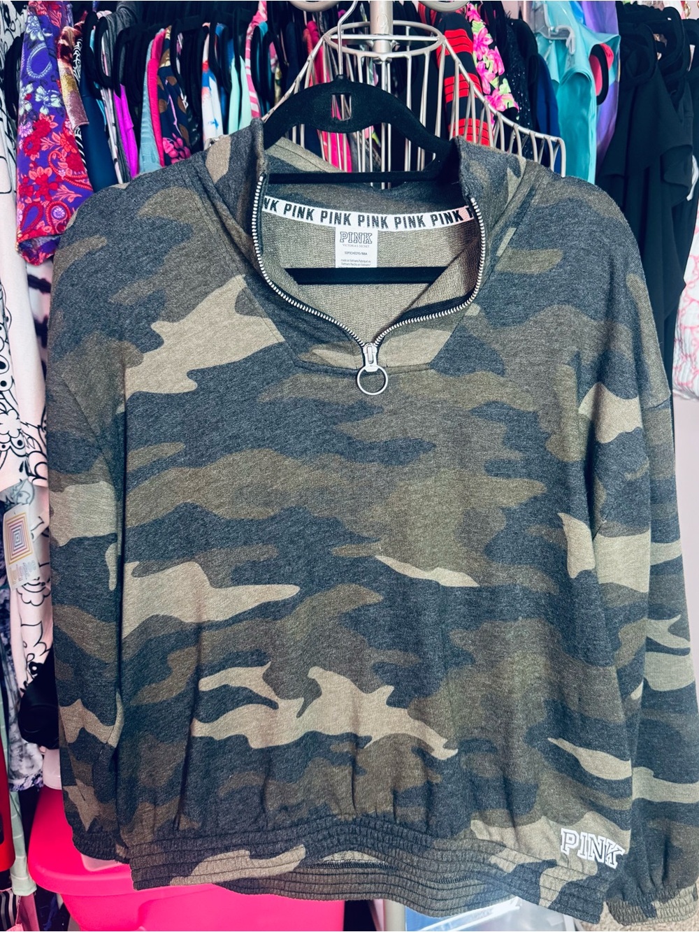 VS PINK CAMO SWEATER